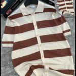 Unisex Diagonal Stripes Trendy Polo T-Shirt